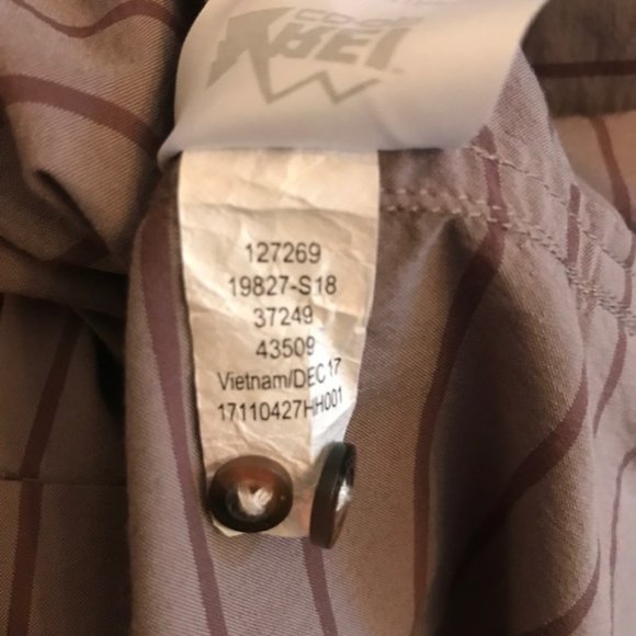 REI Taupe/Brown Striped Short Sleeve Shirt -  Size Large - Picture 9 of 9